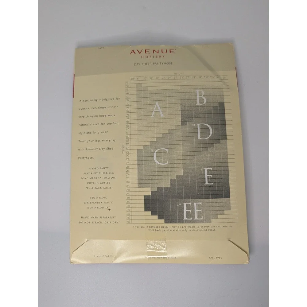 Avenue Day Sheer Pantyhose Beige Size C Made in USA Vintage Hosiery NIP